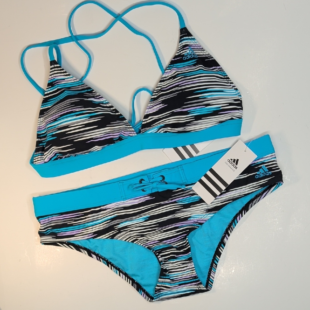 NWT Adidas Two-piece Bikini Swimsuit Women's Medium Azure Blue NEW